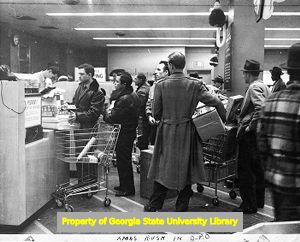 Distributive, Processing, and Office Workers of America, District 65 "Consumer Service" homegoods members only department store, New York, New York, circa 1950s