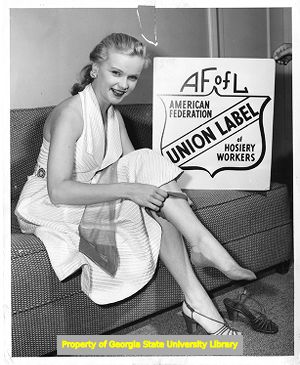 Anne Francis models American Federation of Labor hosiery