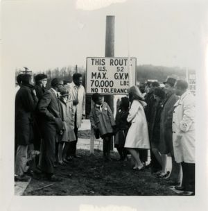 Group gathered by street