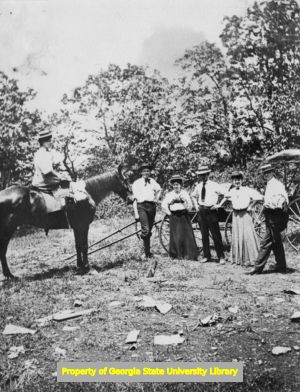 Group with horse drawn carriage, C. J. French collection