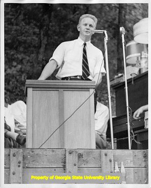 Man speaking at podium