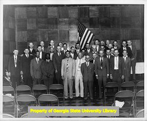 Labor leaders and officials from the United Brotherhood of Carpenters.