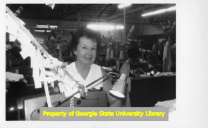 A member of International Ladies Garment Workers Local 122, working at Carla Gay, Inc., Atlanta, Georgia, October 1978.
