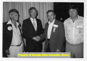 Delegates to the Georgia State AFL-CIO convention meet with Wyche Fowler (Second from Left), Savannah, Georgia, October 21 - 23, 1981.