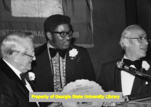 E. L. Abercrombie and Joe Jacobs at an awards banquet.