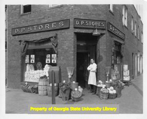 Exterior of a Pender Grocery, circa 1933.