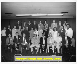 Group of labor union members at an event.