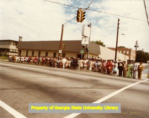 Shop stewards outside Laundry Workers Union Local 218, Atlanta, Georgia, early 1970s.
