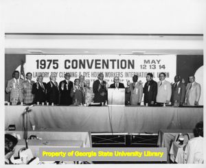 Head table at the Laundry, Dry Cleaning, and Dye House Workers International Union's 1975 convention, Chicago Illinois, May 12 - 14, 1975.
