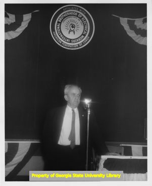 Labor leader J. B. Pate speaking at IBEW event