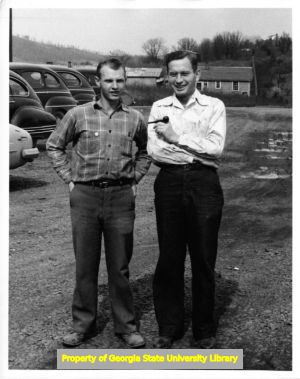 Two men during an organizing campaign at Tennessee Furniture Industries, Greenback, Tennessee, February 18, 1949.