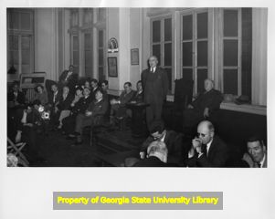 Labor leaders at a meeting, 1930s