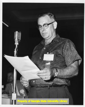 Man speaking at Mississippi Labor Council convention, Jackson, Mississippi, July 1961.