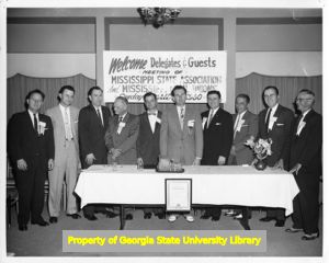 Group portrait at a meeting of the Mississippi State Association and Mississippi Local Unions, April 22, 1960.