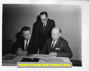 Mississippi AFL-CIO leaders Claude Ramsay, Thomas Knight, and W. A. Stevens, 1963.