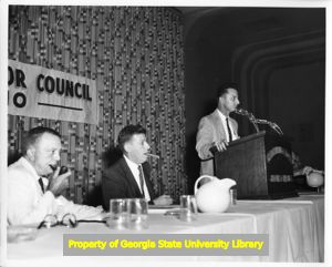 Claude Ramsay speaking at Mississippi Labor Council convention, Jackson, Mississippi, July 1961.