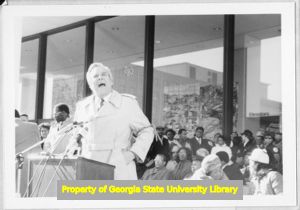 Herbert Mabry speaking at Martin Luther King Jr. rally, Atlanta, Georgia, January 15, 1985.