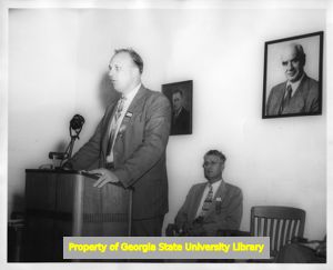 Man speaking at a Steelworkers District 35 Conference, Alcoa, Tennessee, October 6, 1951.