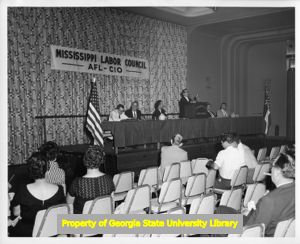 Speaker and delegates at Mississippi Labor Council convention, Jackson, Mississippi, 1959.