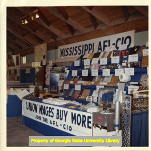 Mississippi AFL-CIO booth at the State Fair, Jackson, Mississippi, July 1971.