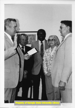 Herbert Mabry swearing in Georgia State AFL-CIO District 5 Vice President, Ralph Mears, 1985.