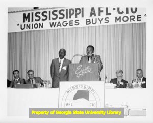 Ernest G. Green speaking at Mississippi AFL-CIO convention, Biloxi, Mississippi, July 1970.
