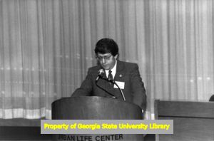 Ansel Garrett addressing 8th Collective Bargaining conference, Atlanta, Georgia, June 1, 1984.