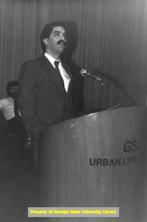 Frank Schuster addressing 8th Collective Bargaining conference, Atlanta, Georgia, June 1, 1984.