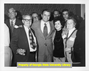 Walter Mondale with group at Mississippi AFL-CIO convention, Jackson, Mississippi, 1974.