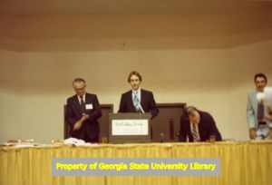 Jay Disharoon speaking at the Mississippi AFL-CIO's 11th biennial convention, Jackson, Mississippi, May 1982.