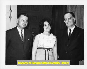 Mississippi student winner of AFL-CIO scholarship with Claude Ramsay and Thomas Knight, Jackson, Mississippi, May 17, 1966.