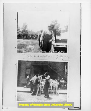 Strikebreakers evicting workers out of Fulton Bag and Cotton Mill company housing