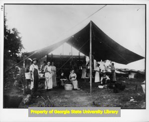 Kitchen tent in the strike camp