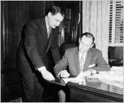 "Go to the Movies Month" proclamation (Motion Picture Theatre Owners and Operators of Georgia representatives with Governor Marvin Griffin)