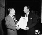 James Cagney visiting Atlanta for the Motion Picture Theatre Owners and Operators of Georgia