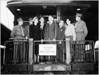 United Jewish Appeal members on the Caravan of Hope train, Atlanta, Georgia, April 13, 1949.