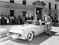 Ford Thunderbird winners, WAGA-TV and Viceroy Cigarettes, at Emory University, Atlanta, 1956