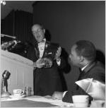 Martin Luther King, Jr. and Jacob Rothschild at the Nobel Peace Prize recognition dinner, National Conference of Christians and Jews, Dinkier Plaza Hotel, Atlanta, Georgia, January 27, 1965