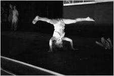 Young gymnast on stage at a talent show, Georgia, 1930s
