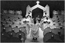 Scene from the morality play "Heaven Bound," staged by the Big Bethel African Methodist Choir, at the Atlanta Theatre (23 Exchange Place), Atlanta, Georgia, August 1937