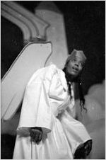 Scene from the morality play "Heaven Bound," staged by the Big Bethel African Methodist Choir, at the Atlanta Theatre (23 Exchange Place), Atlanta, Georgia, August 1937