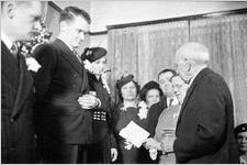 Modest wedding ceremony at bride's home, typical of the World World II era, Georgia, 1939