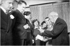 Modest wedding ceremony at bride's home, typical of the World World II era, Georgia, 1939