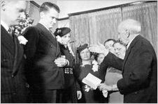 Modest wedding ceremony at bride's home, typical of the World World II era, Georgia, 1939