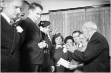 Modest wedding ceremony at bride's home, typical of the World World II era, Georgia, 1939