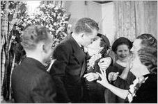 Modest wedding ceremony at bride's home, typical of the World World II era, Georgia, 1939