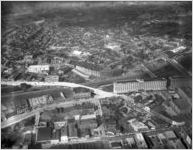Aerial view of the city with the railroad tracks in the lower portion of the image, Atlanta, Georgia, 1930s