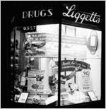 MGM window display at Liggett's drug store