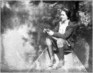 Nell Hodgson Woodruff fishing from a skiff, Ichauway Plantation, Baker County, Georgia, 1931