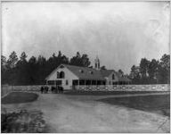Horses being led from a barn, Ichauway Plantation, Baker County, Georgia, 1926
